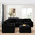 Ababa Chenille L-Shaped Sectional Sofa in Black