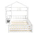 Twin Size House-Style Headboard Toddler Floor Bed with Guardrails and Stand