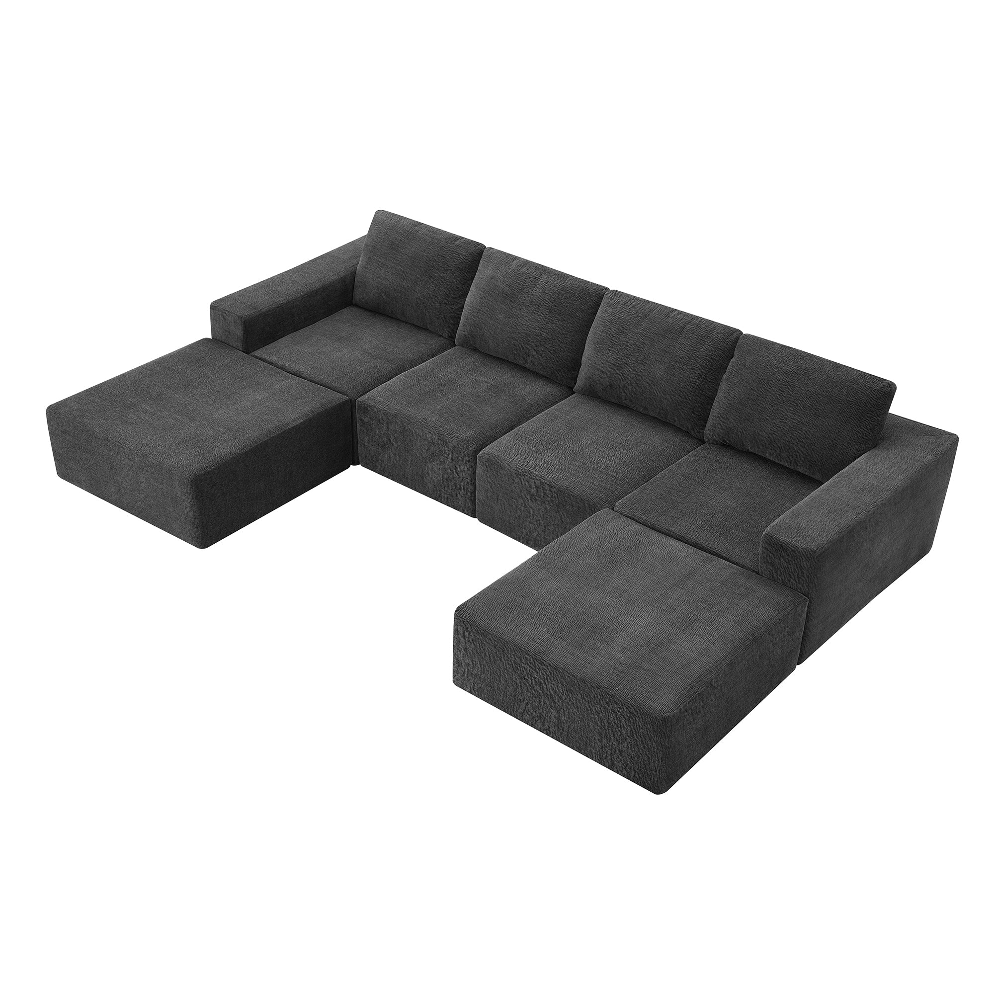 Tangier 6-Seat Modular U-Shape Sofa in Dark Gray