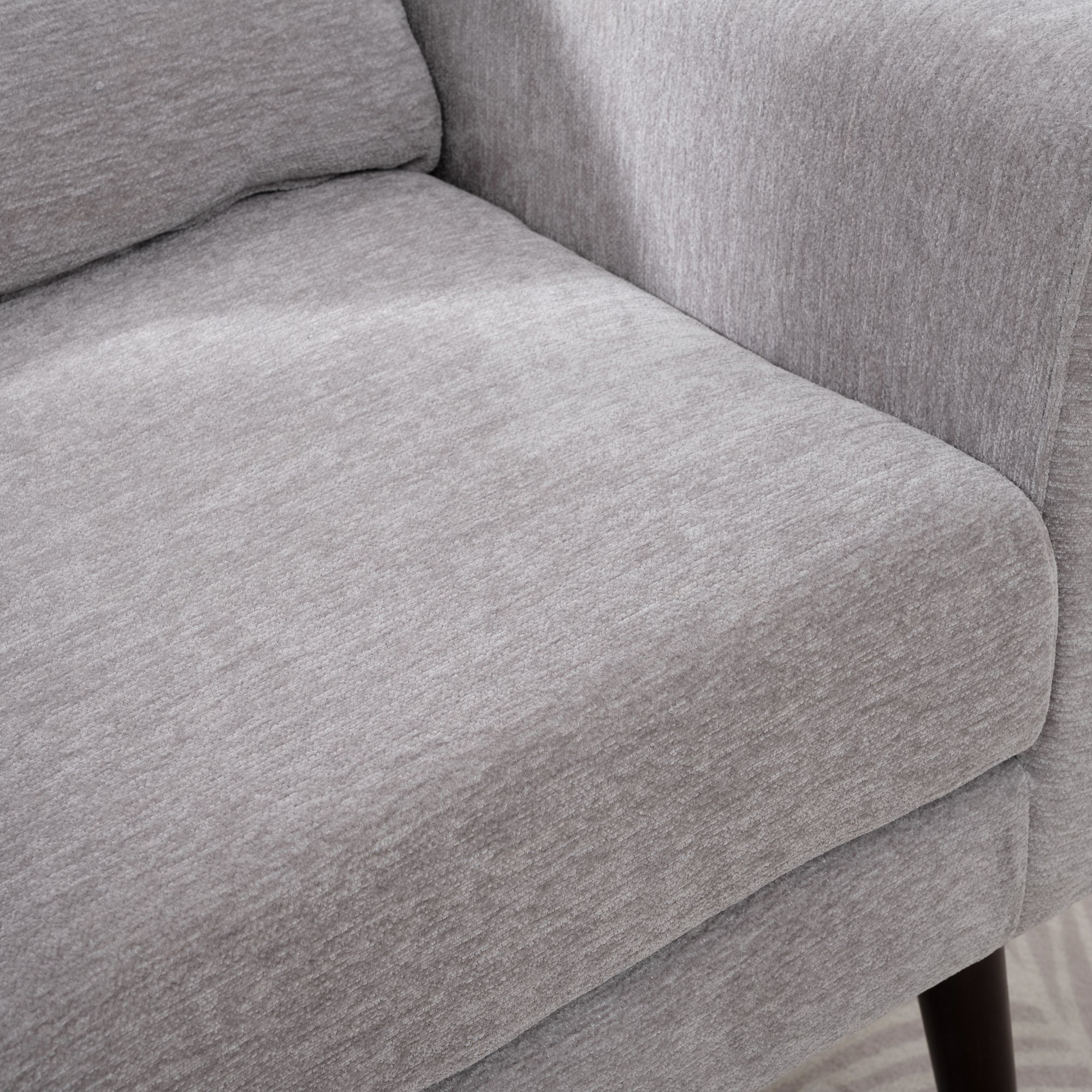 Modern Accent Chair - Stylish Chenille Armchair for Living Room, Gray Upholstered Comfort