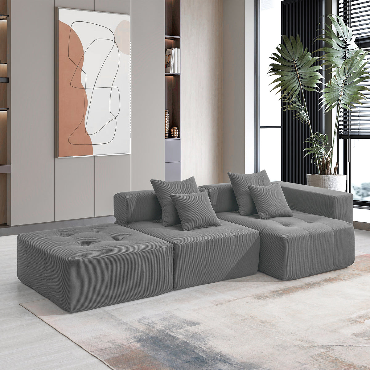 Maputo 4-Seat Modular Sofa in Gray