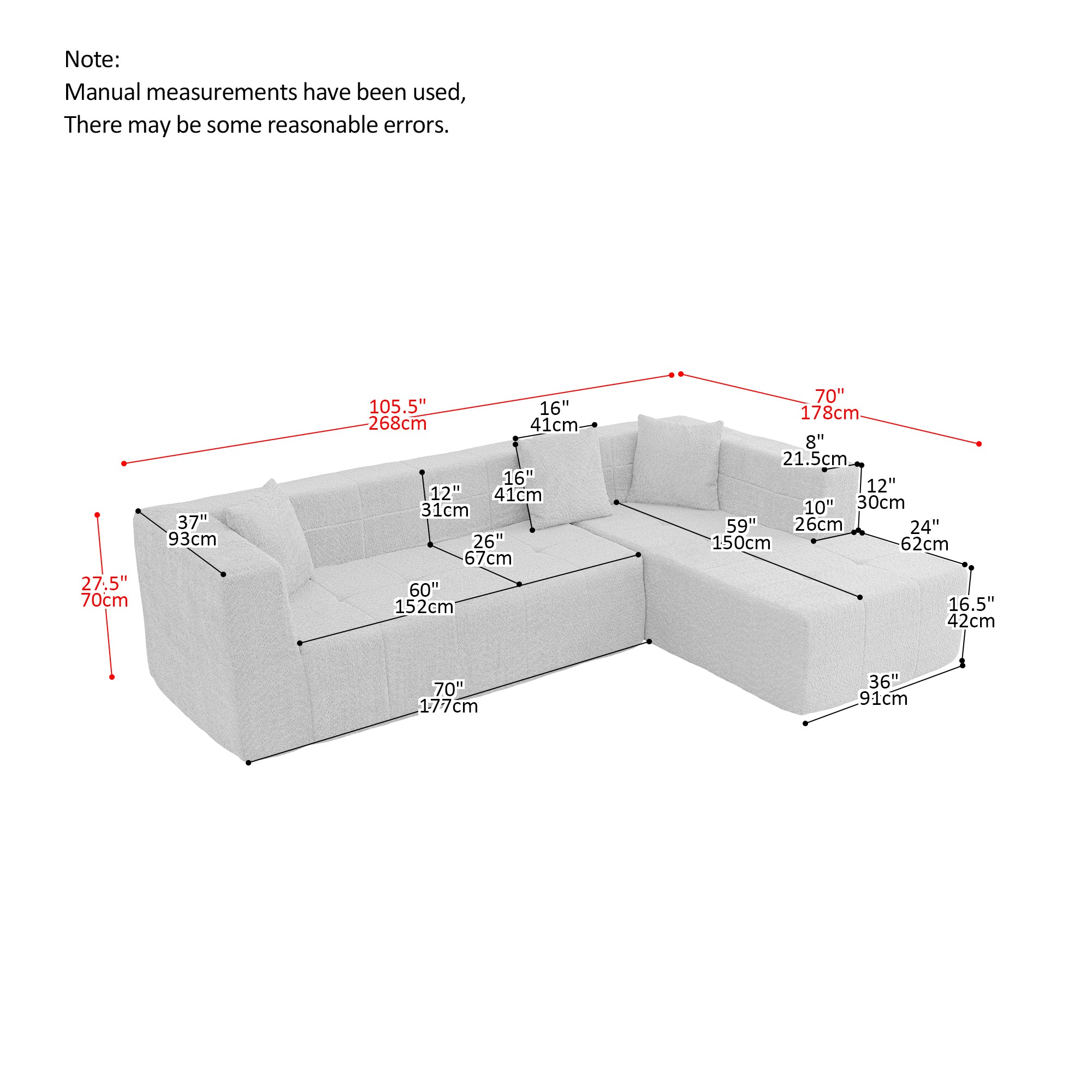 Harare 3-Seat Modular Sofa in Burnt Orange Brown