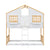 Twin Over Twin House Bunk Bed with Roof, Window, and Door in Natural and White Tones