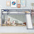 Gray Twin Low Loft Bed with Slide, Ladder, and Guardrails