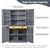 High Freestanding Kitchen Pantry with 2 Drawers and 8 Door Shelves in Gray