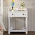 Retro Style Nightstand with Drawer and Open Shelf for Bedroom, Bedside Table with Turned Legs and Metal Handle In White