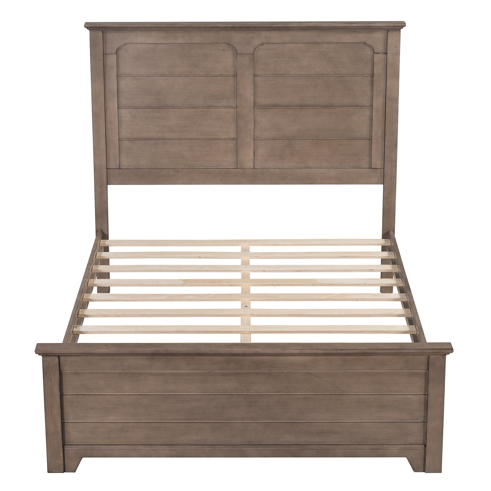 Ash Brown Full Farmhouse-Style Wooden Bed Frame