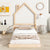 Natural Tone Twin House-Shaped Headboard Bed with Handrails