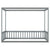 Gray Twin Size Canopy Frame Floor Bed with Fence and Guardrails