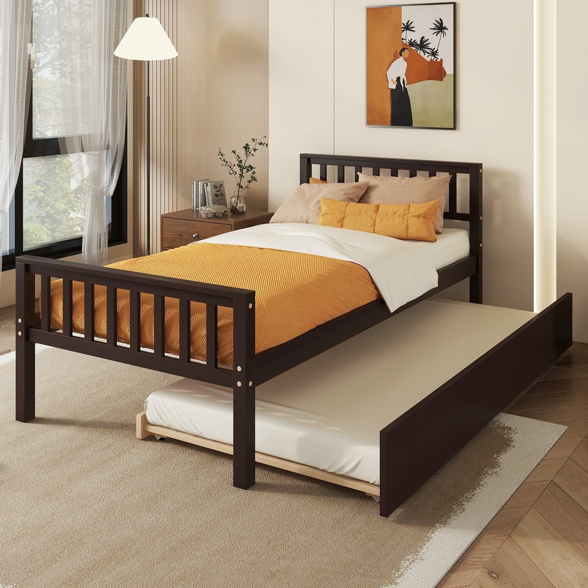 Espresso Twin Bed with Pull-Out Trundle