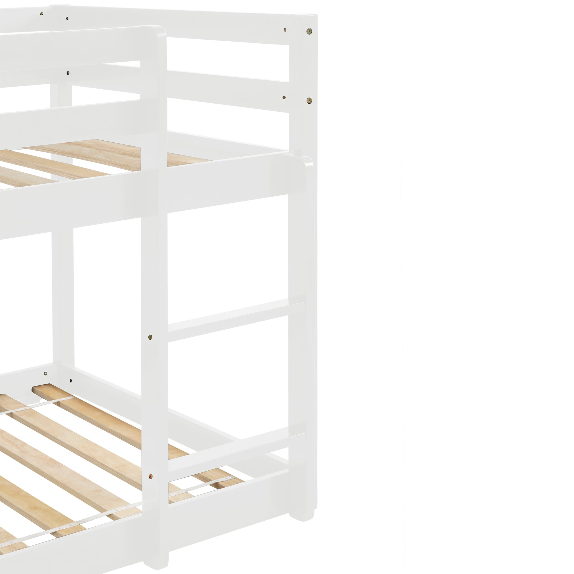 White Twin Over Twin Floor Bunk Bed