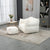 Modern High-Back  Beige Boucle Bean Bag Chair