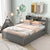 Gray Full Bed with Trundle and Bookcase Headboard