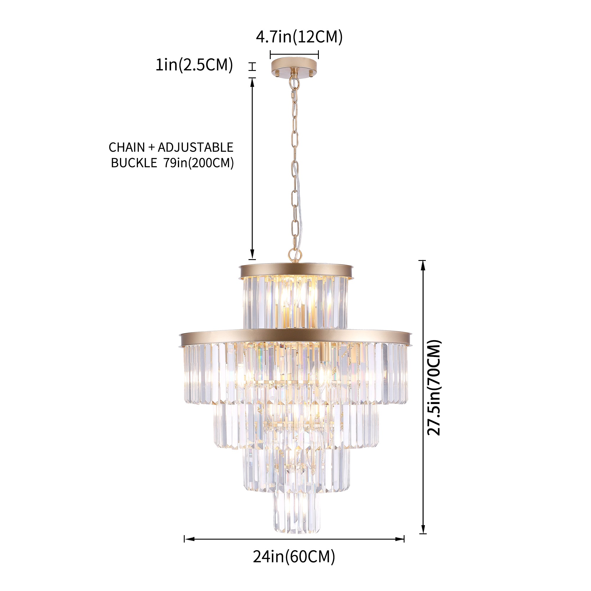 23.6 Inch Golden Luxury Crystal Chandelier