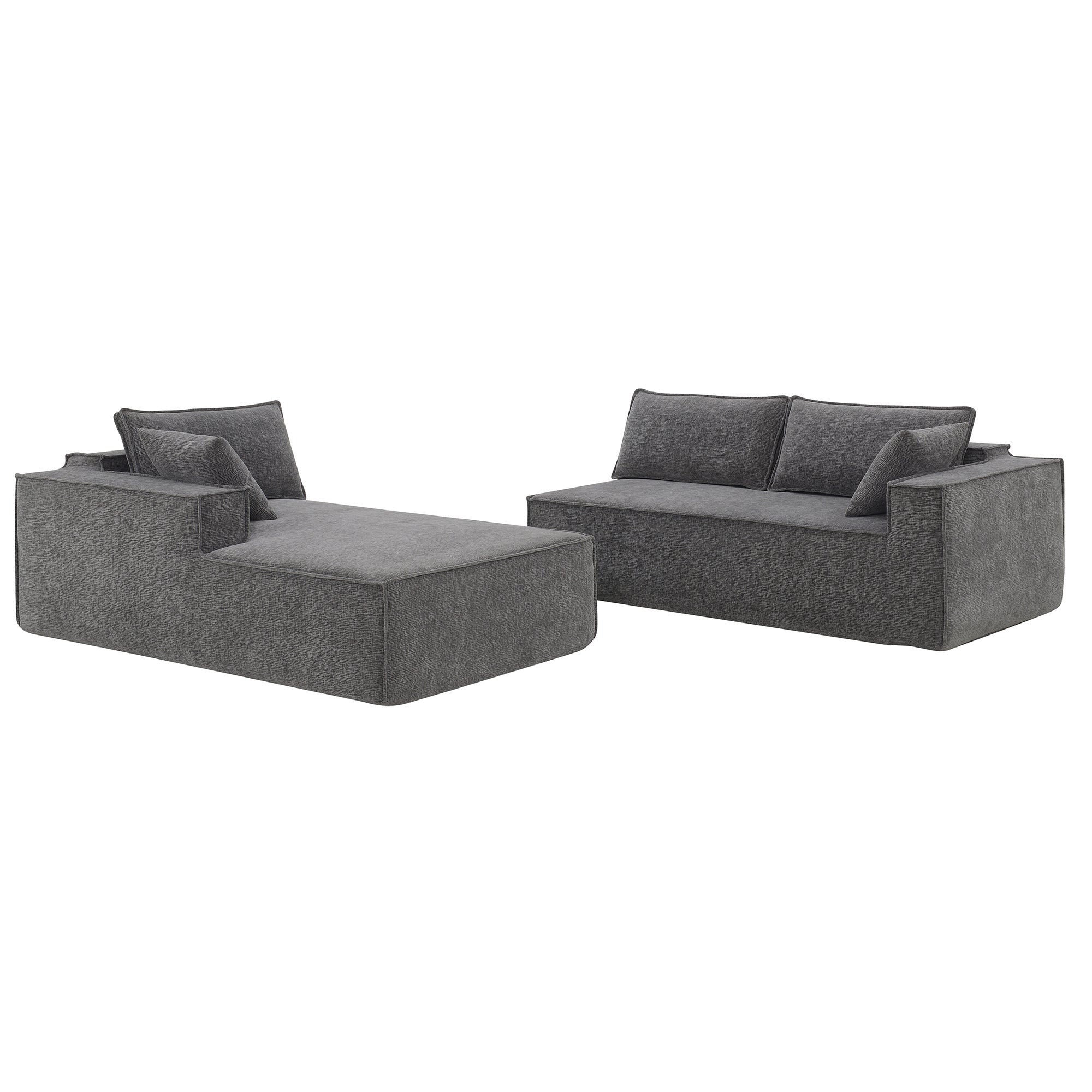 Cairo 4-Seat Modular Wrinkle-Resistant Chenille Sofa in Gray