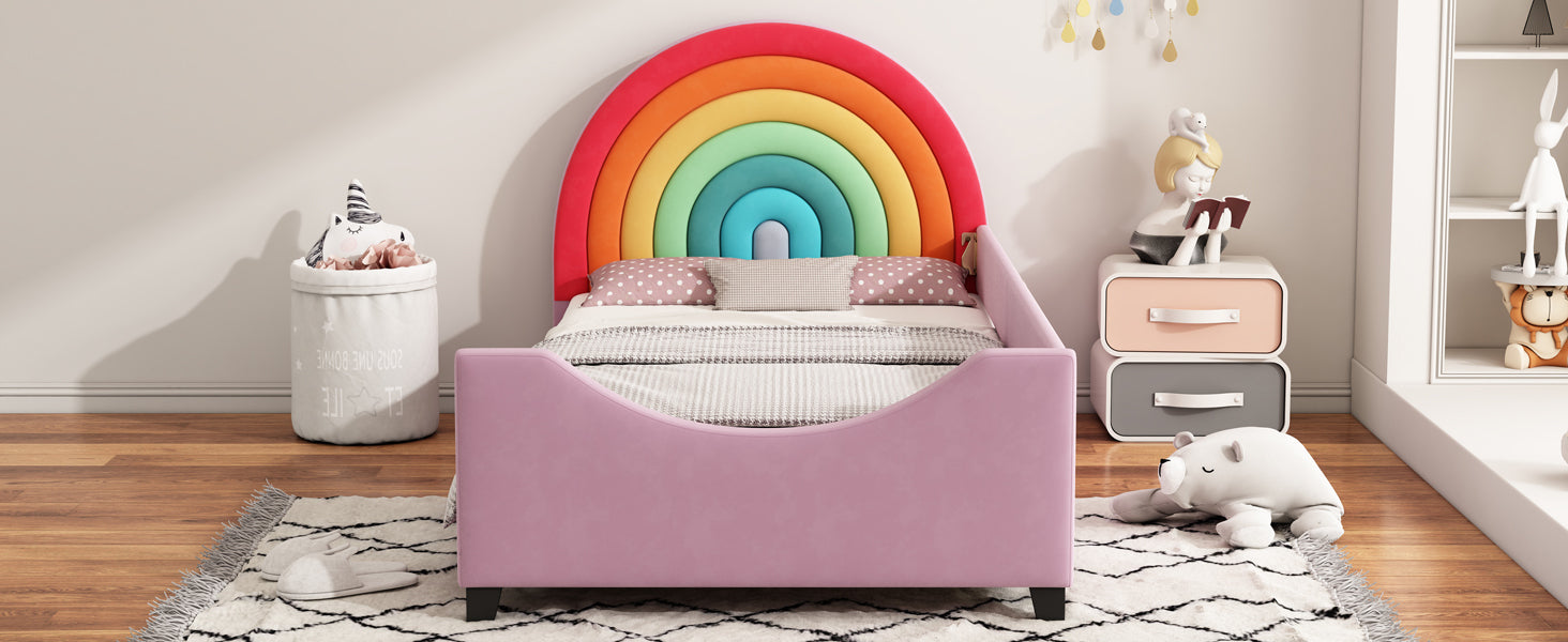 Twin Rainbow Velvet Enclosed Bed