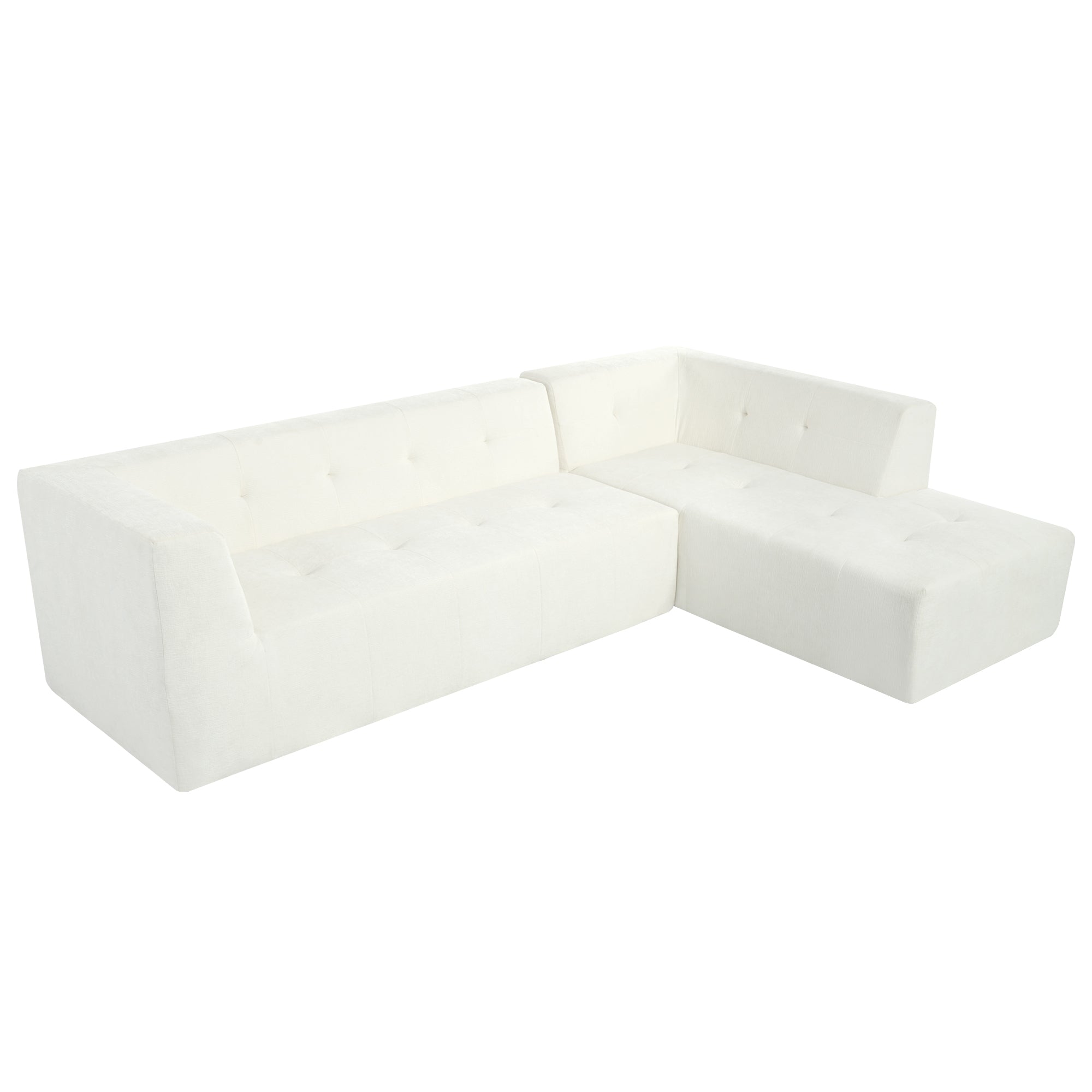 Mombasa 3-Seat Chenille Sofa in Beige