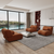 3 Seat Contemporary Orange Chenille Modular Sofa