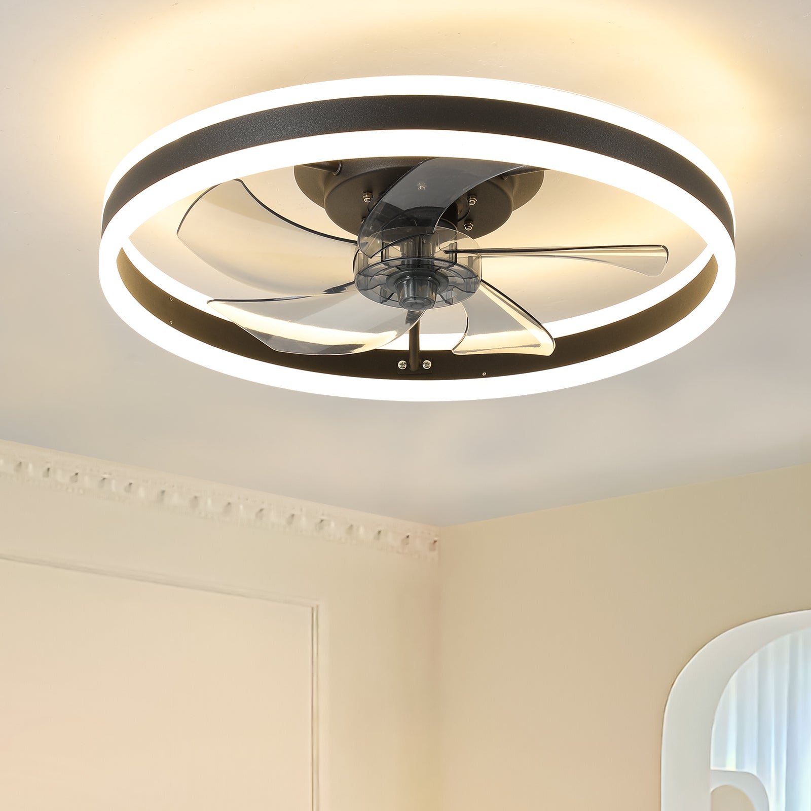 Black Ceiling Fan with Lights Dimmable LED