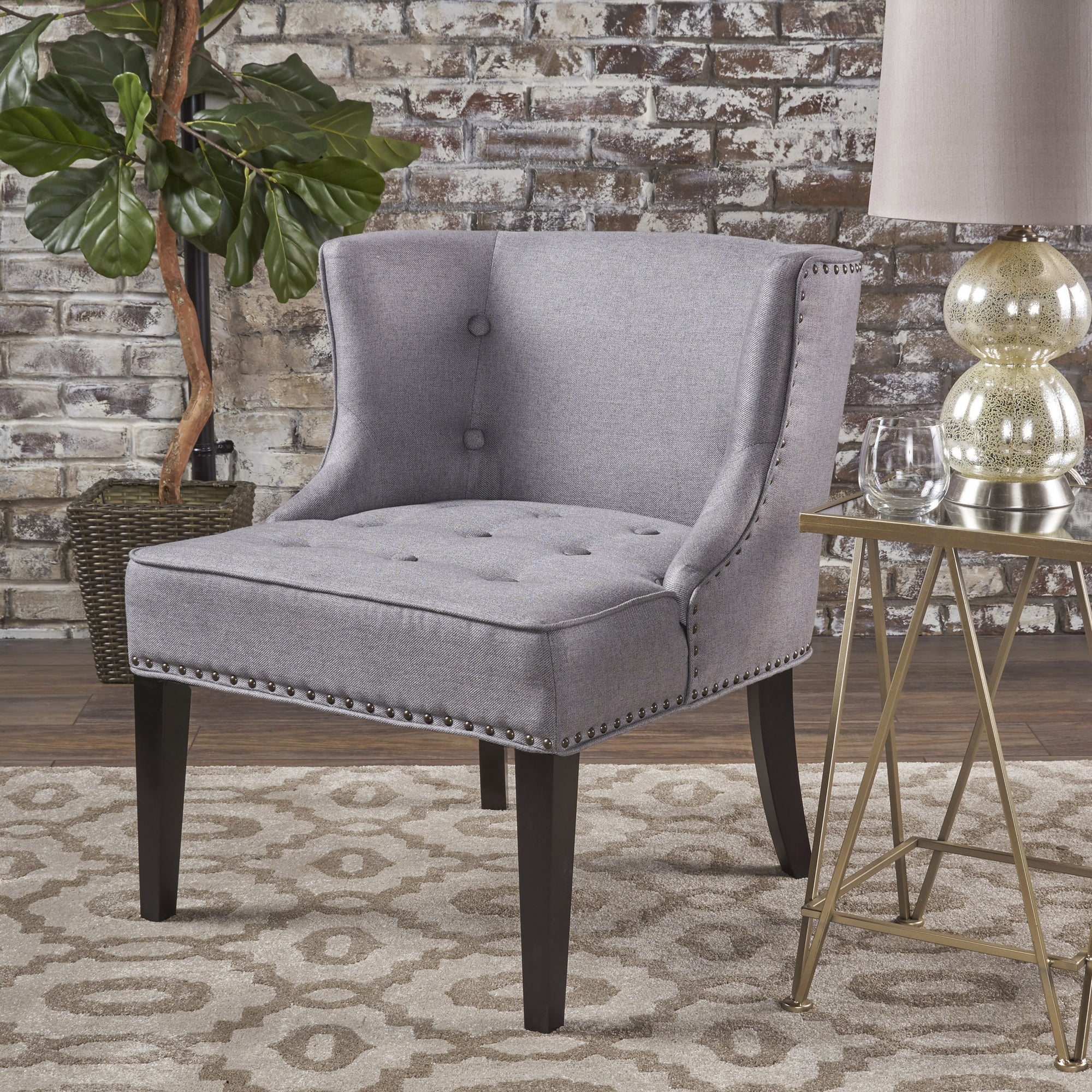 Occasional Accent Chair In Gray Fabric