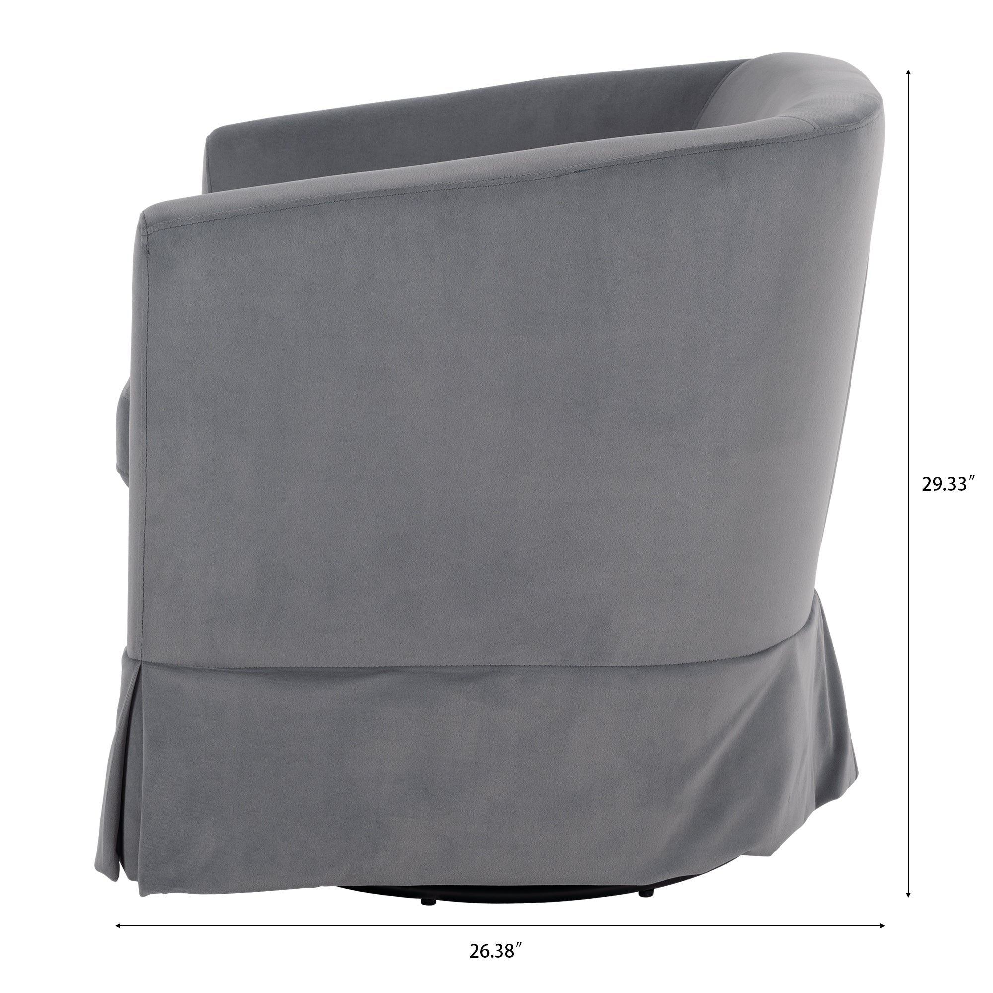 Gray Velvet Swivel Chair with 360-Degree Rotation and Comfortable Cushions