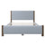 Modern Mid-Century Queen Upholstered Platform Bed with Chevron Headboard in Gray