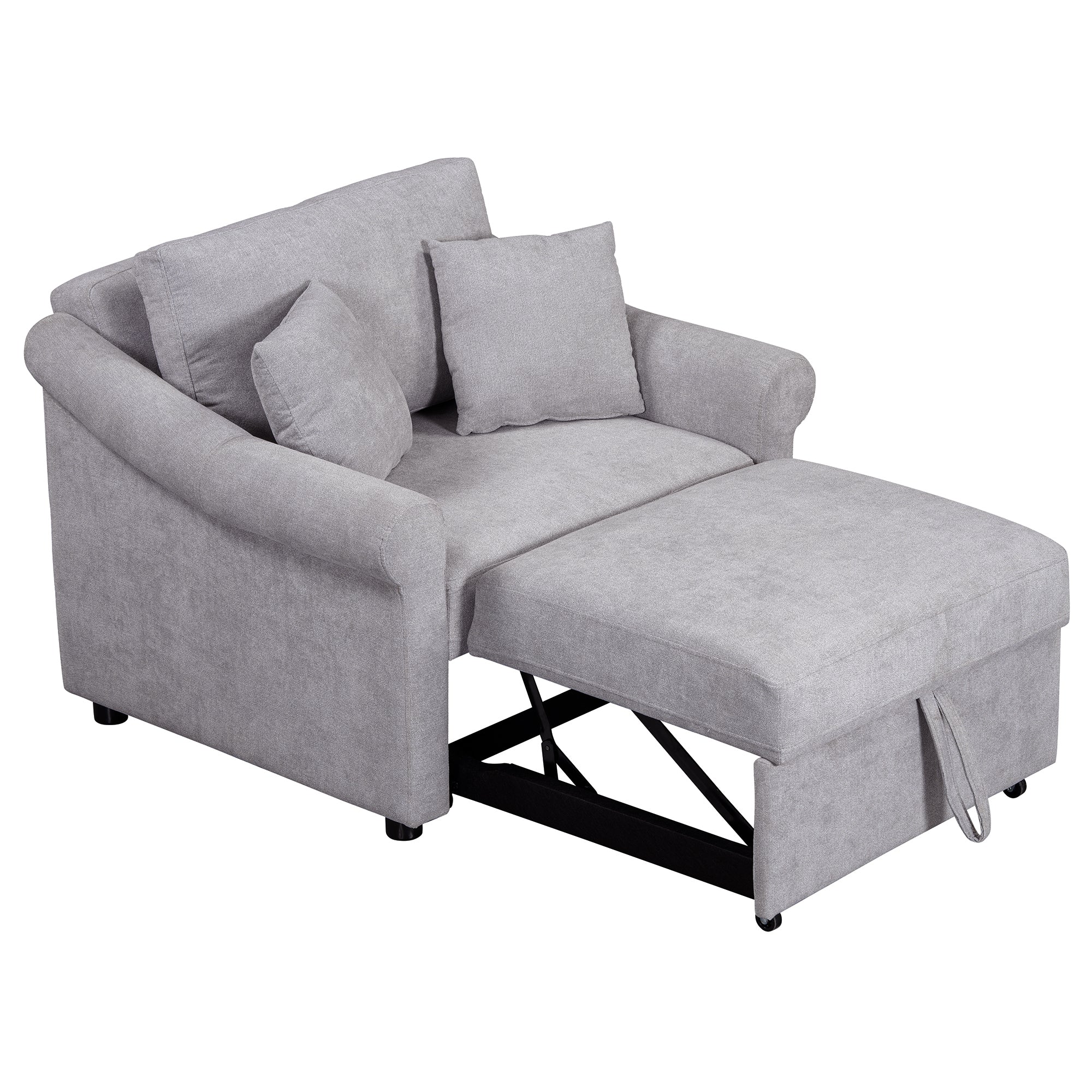 3-in-1 Gray Chenille Sleeper Chair