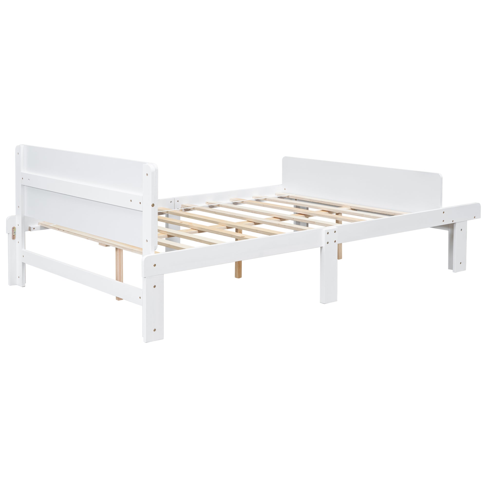 Full Sized Bed with Footboard Bench in White