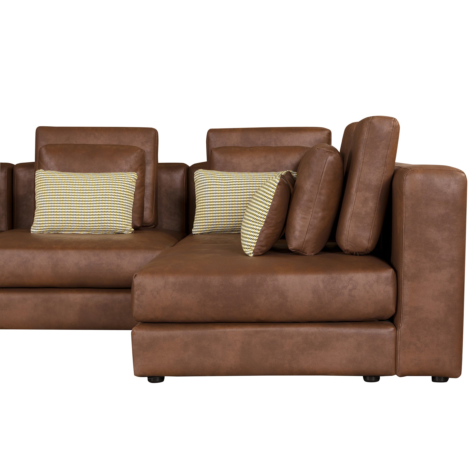 Casablanca Modular Sectional Sofa with Movable Ottoman in Brown Palomino