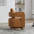 Open Back Brown Swivel Barrel Chair With Weathered Base