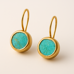 Load image into Gallery viewer, Chic Turquoise Drop Earrings in Gold
