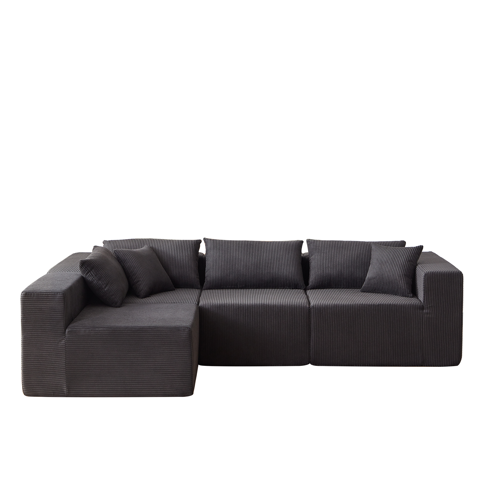 Nairobi 4-Seat Minimal Modular Sectional Sofa in Black