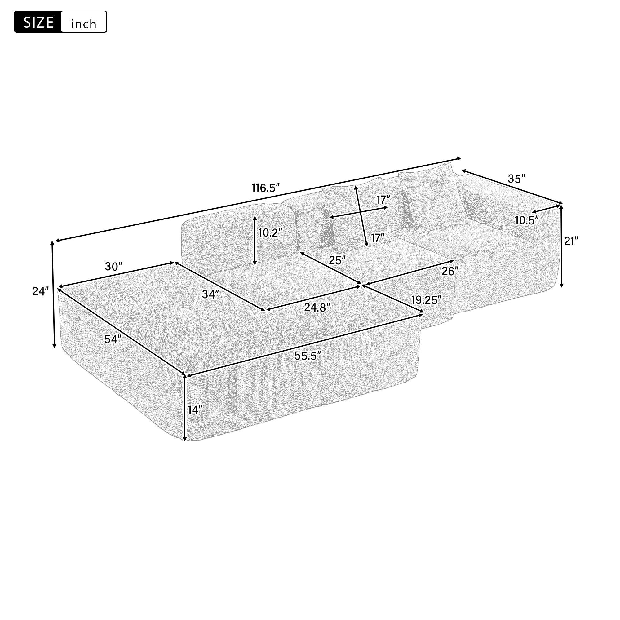 Chamonix Modular Sectional Sofa in Beige