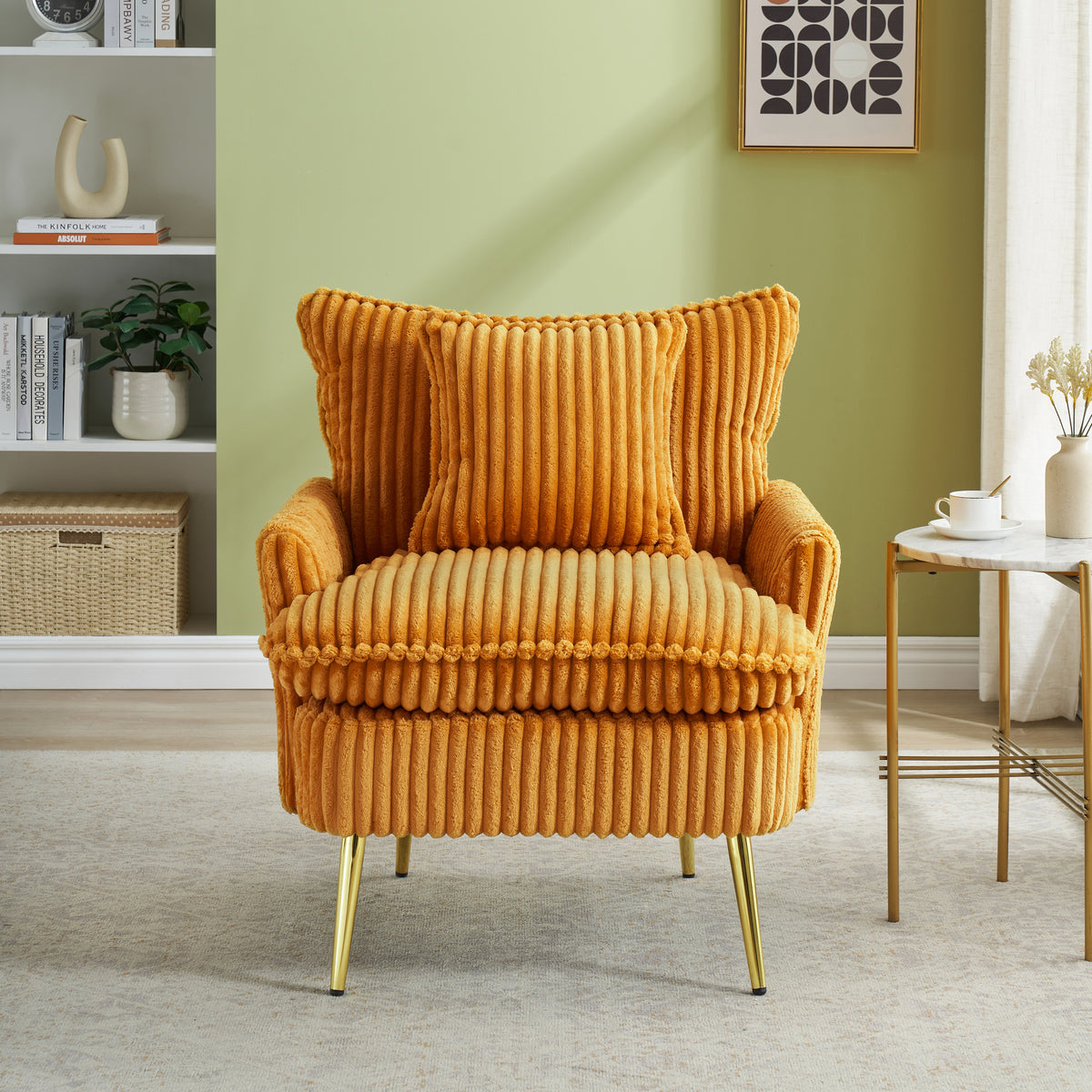 70s Retro Yellow Corduroy Sofa