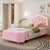 2-Pieces Bedroom Sets Twin Size Upholstered LED Platform Bed with Storage Ottoman In Pink