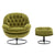 Jungle Green Velvet Upholstered Chair with Ottoman