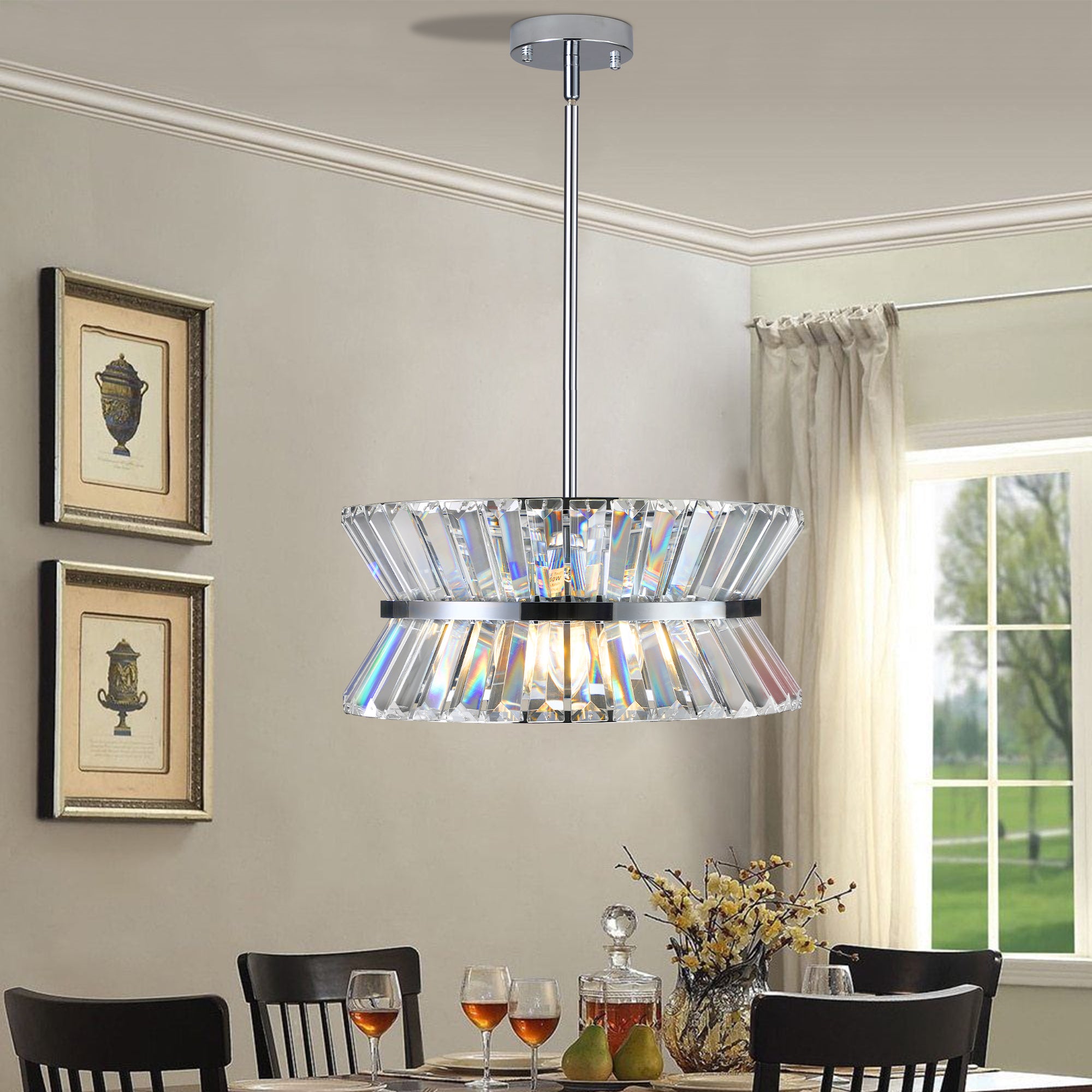 Drum Latch Style Modern Crystal Chandelier