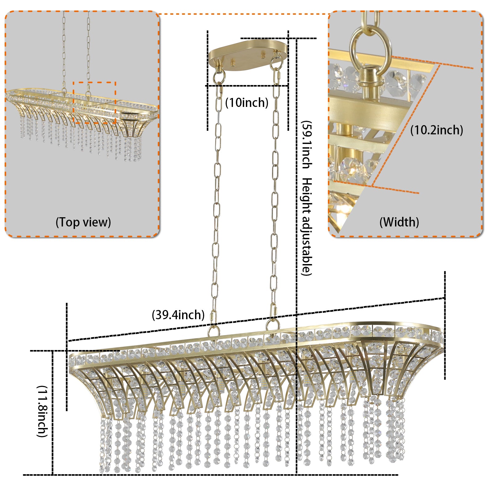 Aestin's Champagne Gold Kitchen Island Crystal Chandelier