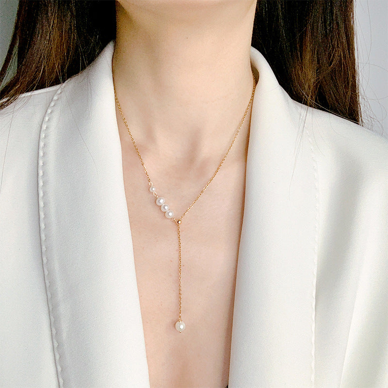 Water Pearl Necklace Layered Pearl Necklace