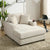 Cream Chenille Oversized Chaise Lounger With Built-In Charge Station & Cup Holders