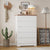 Modern 5 Drawers Dresser for Bedroom with Hidden Handle Design In White and Brown