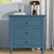 3-Drawer Nightstand Storage Wood Cabinet In Blue