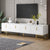 Modern TV Stand with Metal Legs and Gold Handles for TVs Up to 80 Inch Media Console with Adjustable Shelves In White