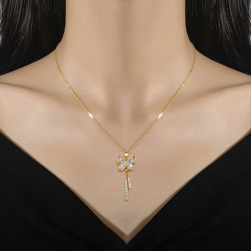 Charming butterfly diamond dazzle necklace 714449