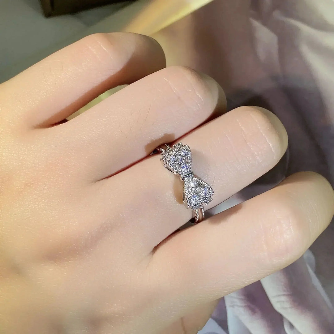Charming Diamond Bow Ring
