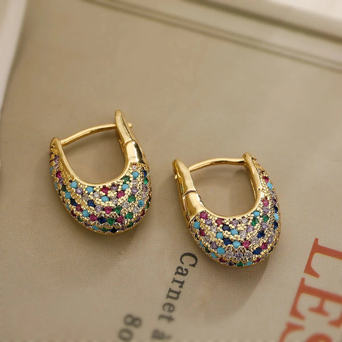 Chunky glittering diamond hoop earrings 460820