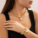 Load image into Gallery viewer, Chunky Heart Pendant Necklace and Bracelet Set
