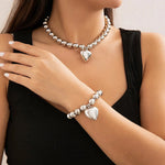 Load image into Gallery viewer, Chunky Heart Pendant Necklace and Bracelet Set
