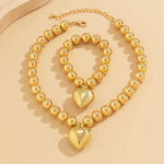 Load image into Gallery viewer, Chunky Heart Pendant Necklace and Bracelet Set
