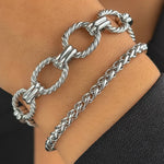 Load image into Gallery viewer, Chunky Paperclip &amp; Weave Chain Bracelet Set
